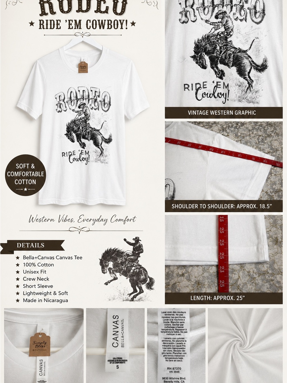 New Woman’s Rodeo Graphic Tee - 'Ride 'Em Cowboy' - Picture 2 of 2